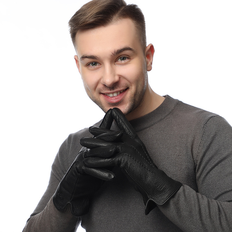 Wool Glove Lined - Мужские деловые перчатки из искусственной оленьей