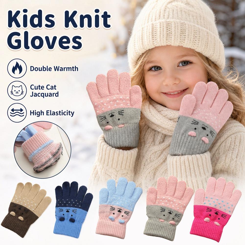 Wool Glove Lined - Детские вязаные перчатки с флисовой подкладкой,