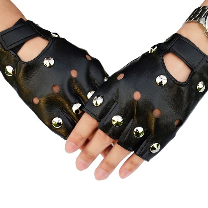 Leather Driving Glove - Женские мотоциклетные перчатки с заклепками, черные