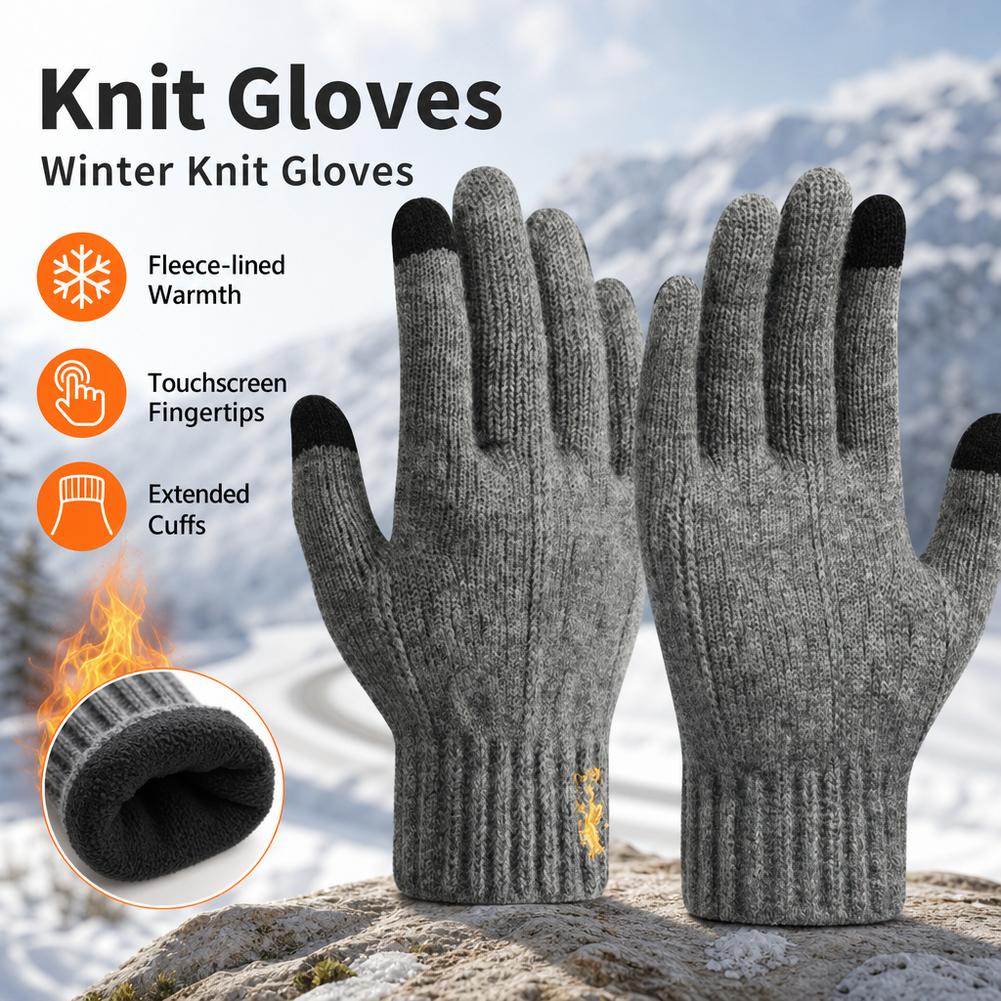 Wool Glove Lined - Мужские термошерстяные вязаные перчатки 2026 года